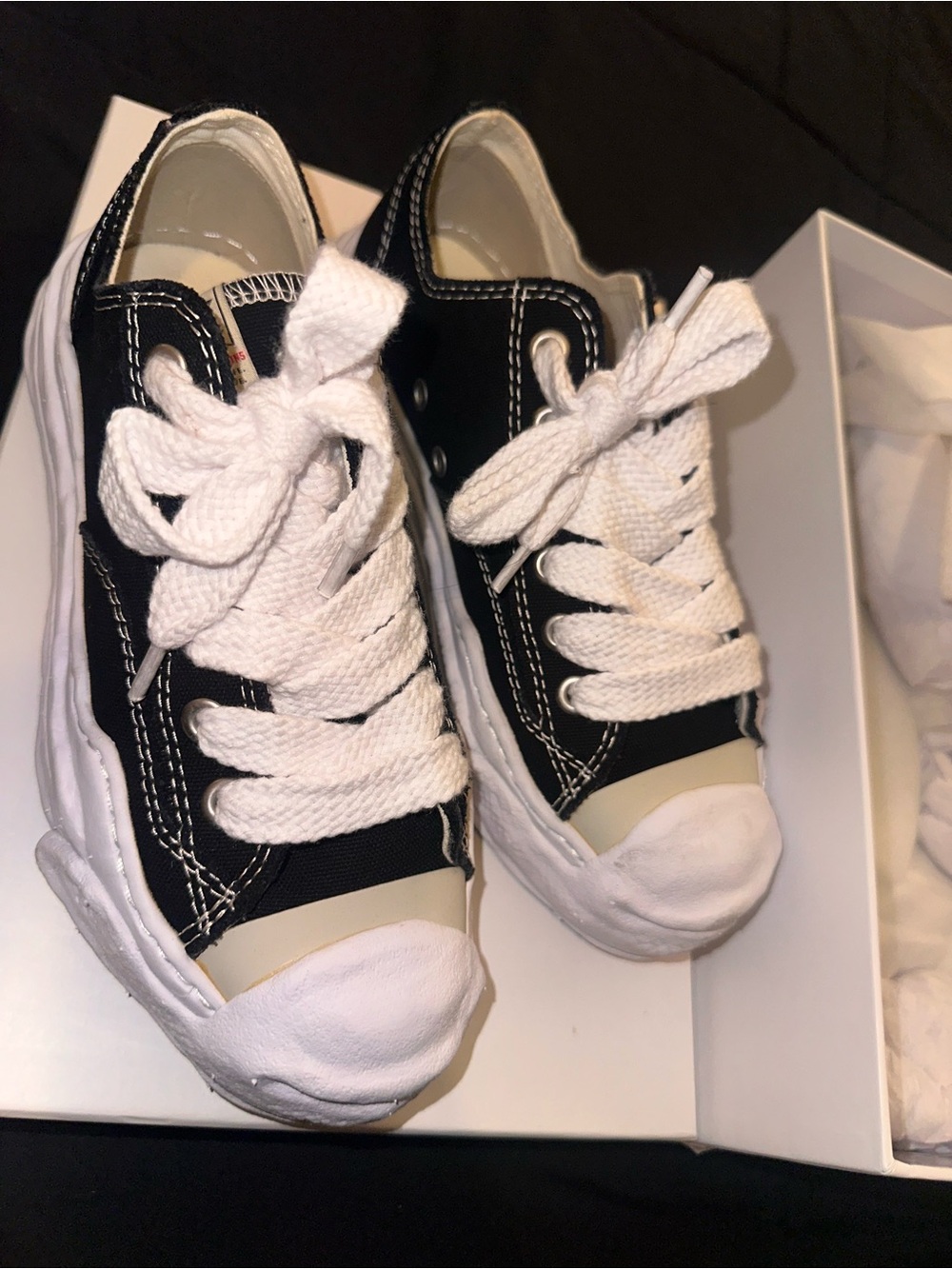 Miharayasuhiro Black Canvas adult unisex Sneakers with White Laces